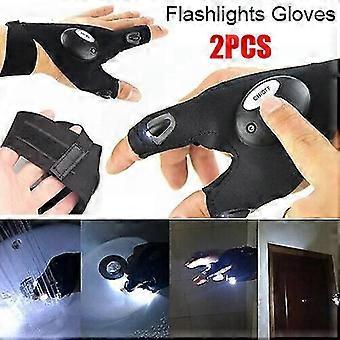 1Pair Led Glow Gloves Finger Light Flashlight Outdoor Camping Lamp Usb Charged