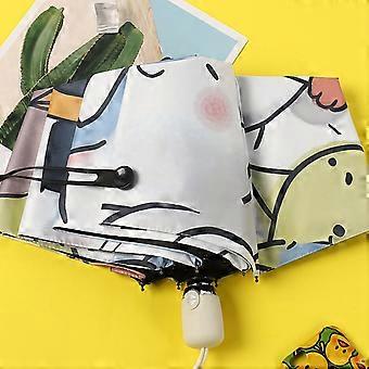 UV Umbrella Auto Open Close 3 Fold Vinyl Coating Sun Rain Umbrella for Students, 8 Ribs, 400g