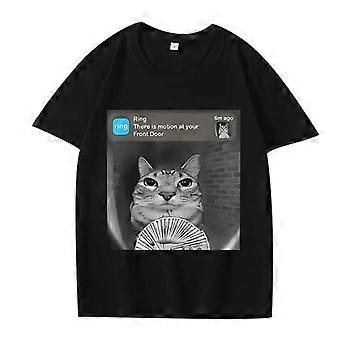 There Is Motion At Your Front Door Funny Silly Cat Meme T Shirt Women Short Sleeve Summer Unisex Tops - Men's Summer Cotton G...