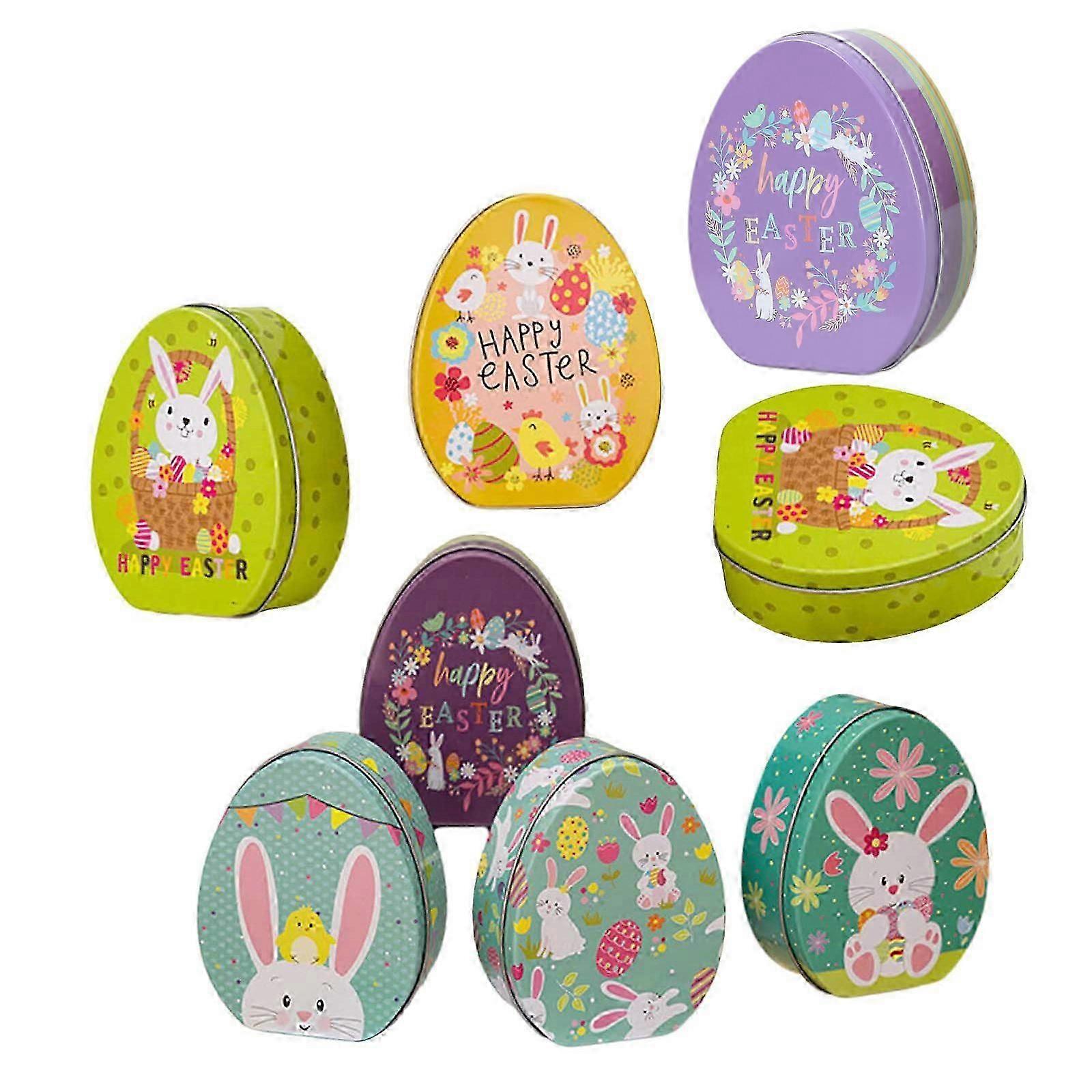 8x/Set Cartoon Candy Boxes Snacks Container Easter Eggs Candy Boxes with Rabbit Pattern Easter Crafts for Child Multicolor PA