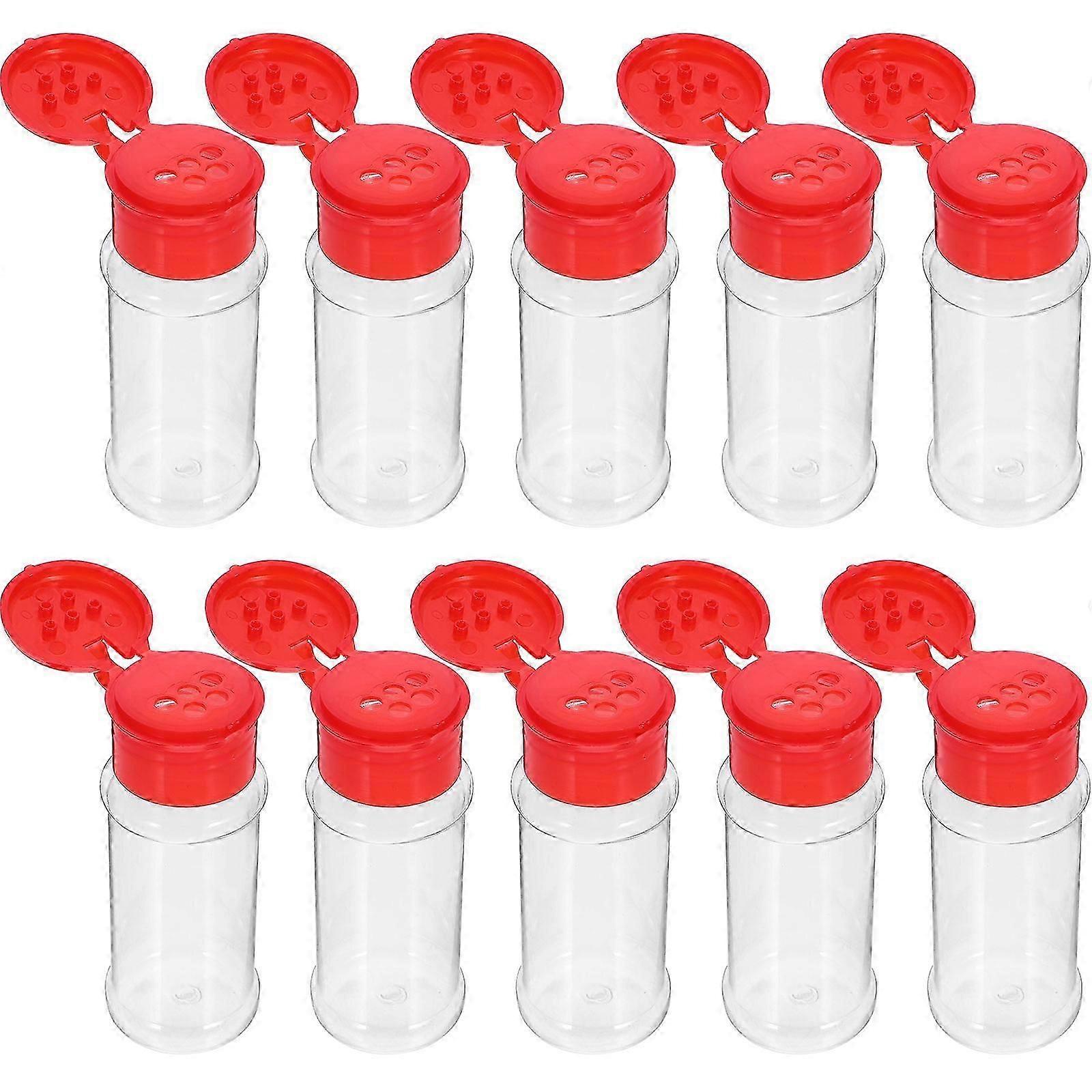 Plastic Spice Bottles Set 10Pcs Red for Kitchen Storage