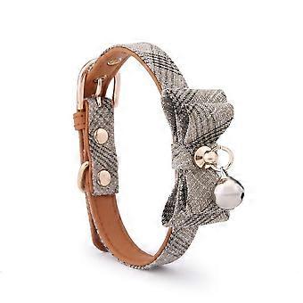 Papillon carino stile gentiluomo diagonale a strisce con collana di gatti a campana Collare per animali domestici Accessori per la toelettatura Forniture per animali domestici (grigio)