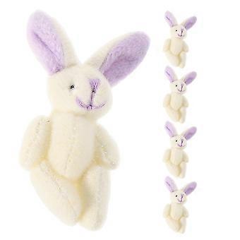 Soft Plush Mini Bunny Toy for Kids Jointed Rabbit Decoration 5Pcs