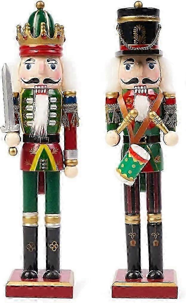 2Pcs Nutcracker Figures Wooden Nutcracker Soldiers