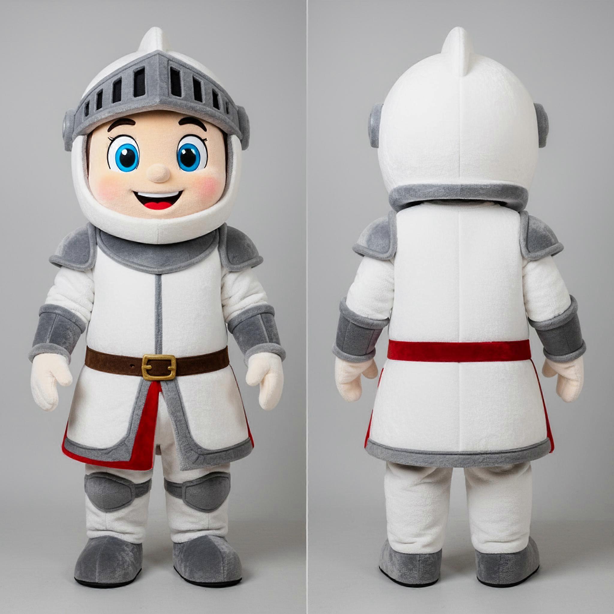 MASTICOT Velvety White Medieval Knight Mascot