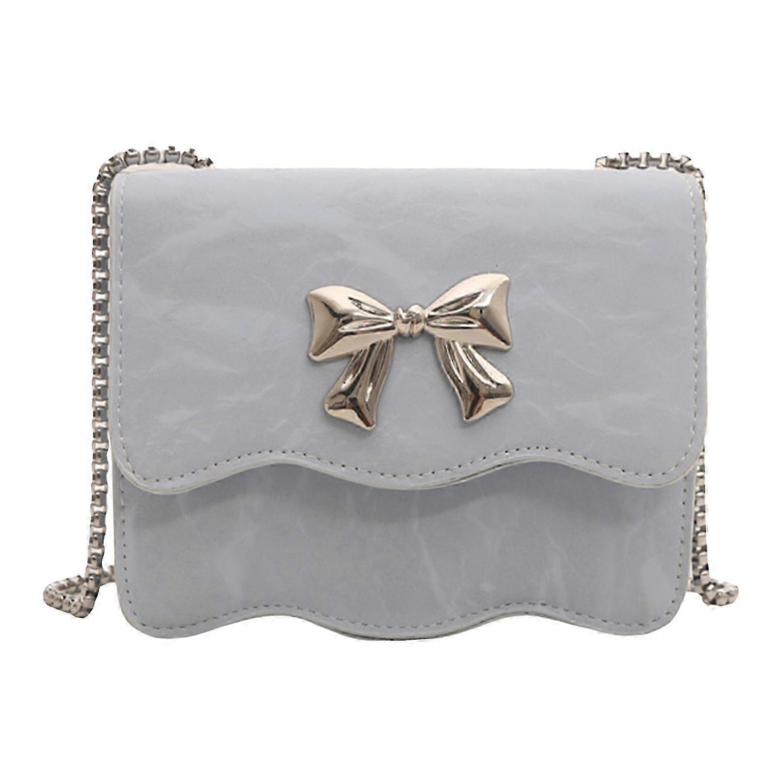 Compact PU Leather Bow Clutch