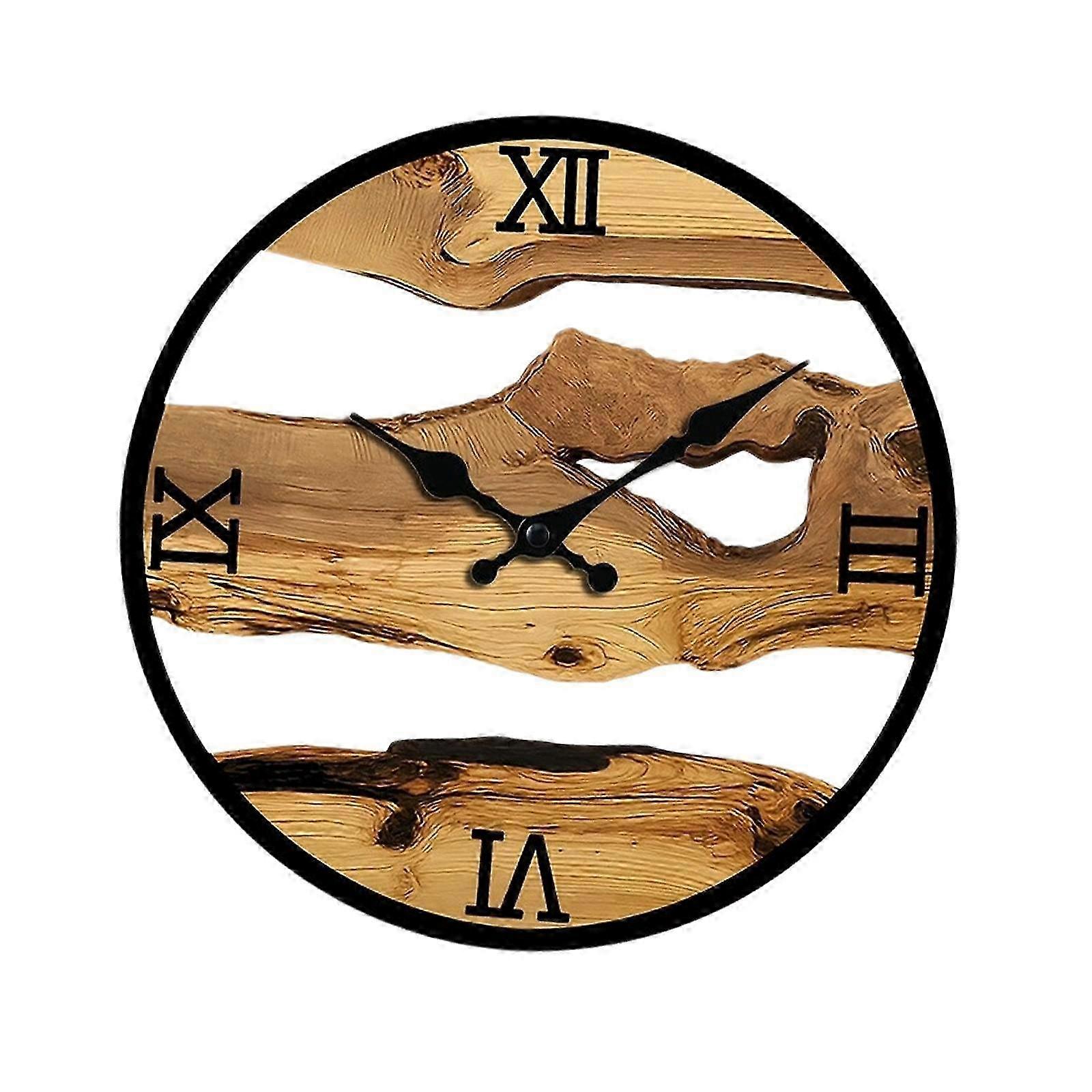 Rustic Wooden Wall Clock Silent