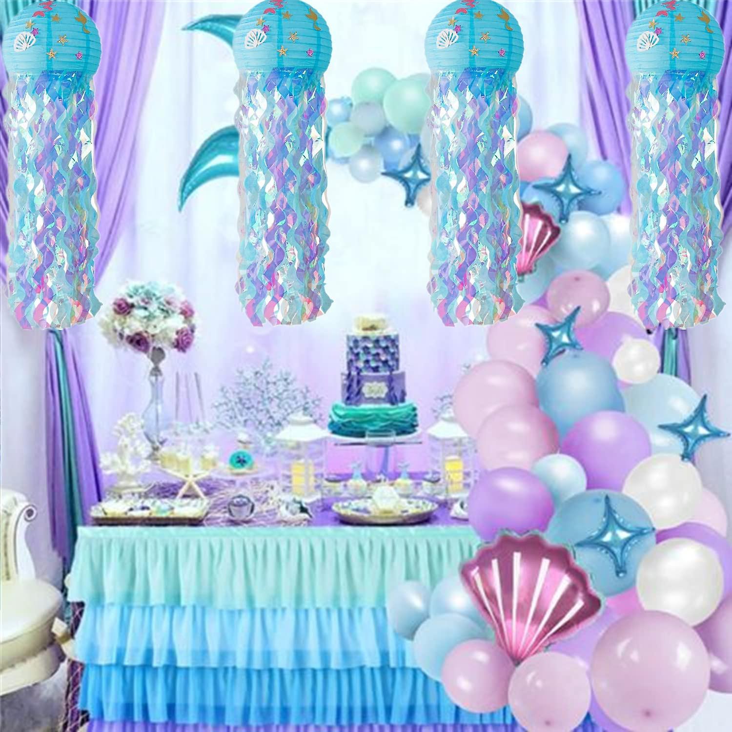 Décor Fête Sirène Fille Toile De Fond Sirène Anniversaire - Décoration  Marine Féerique Pour Fêtes D'enfants Décoration Fête Sirène, image size:1500x1500