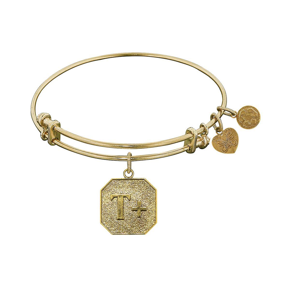 Stipple Finish Brass Think Positive Angelica Bangle Bracelet, 7.25"
