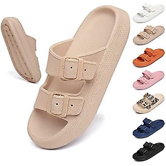 Slippers Slippers Indoor Mannen Vrouwen Sandalen Bad Ultra-Zachte Dikke Zolen Volwassenen Unisex Sneldrogende Douche Slippers (Kaki, 37/38EU)
