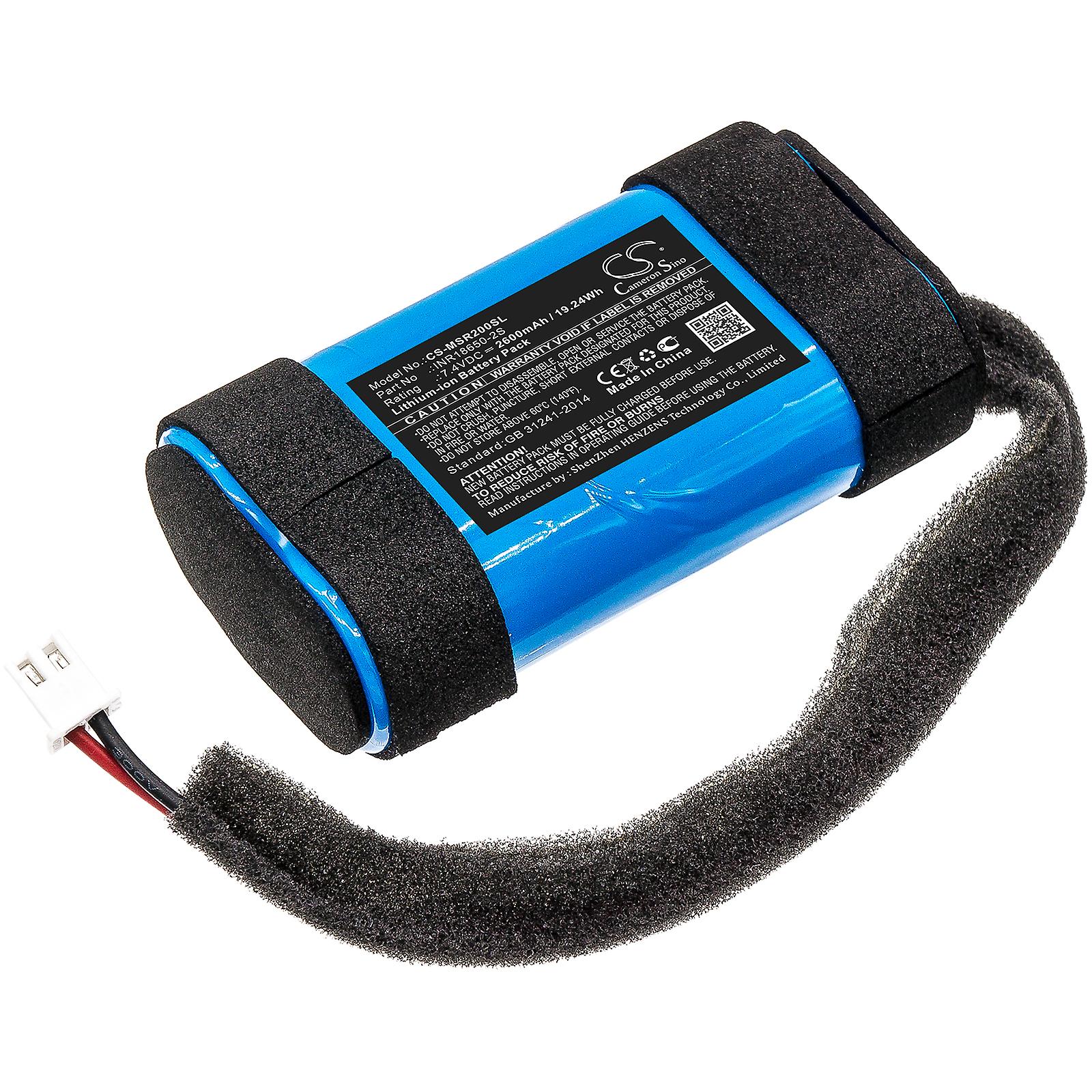 Battery for Monster Rove 2 INR18650-2S Speaker CS-MSR200SL 7.4v 2600mAh 19.24Wh