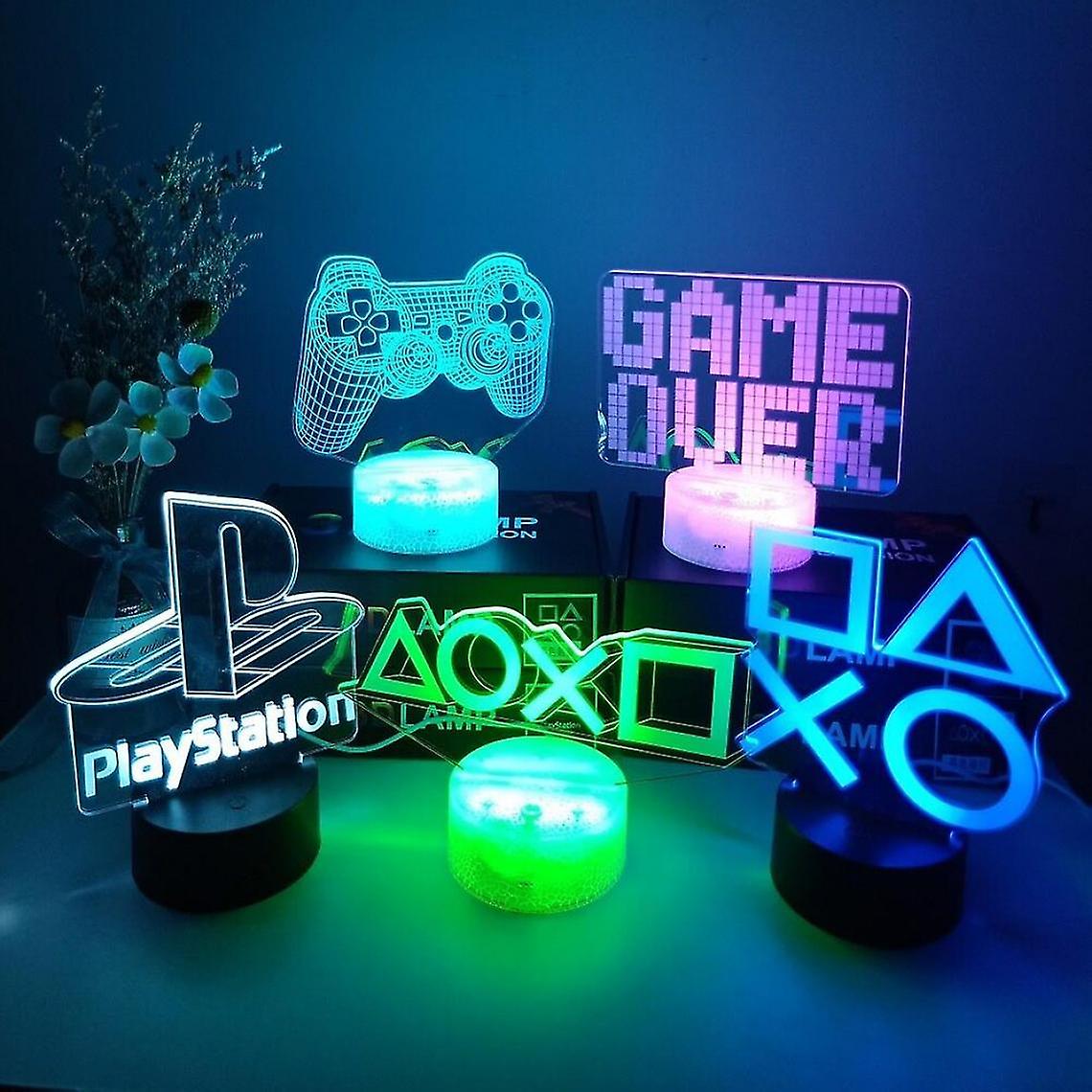 3d Night Light Game Room Desk Set Lighting Decoration On The Table Ps Shape Game Console Icon Logo Sensor Light Bedside Gift (e Type)
