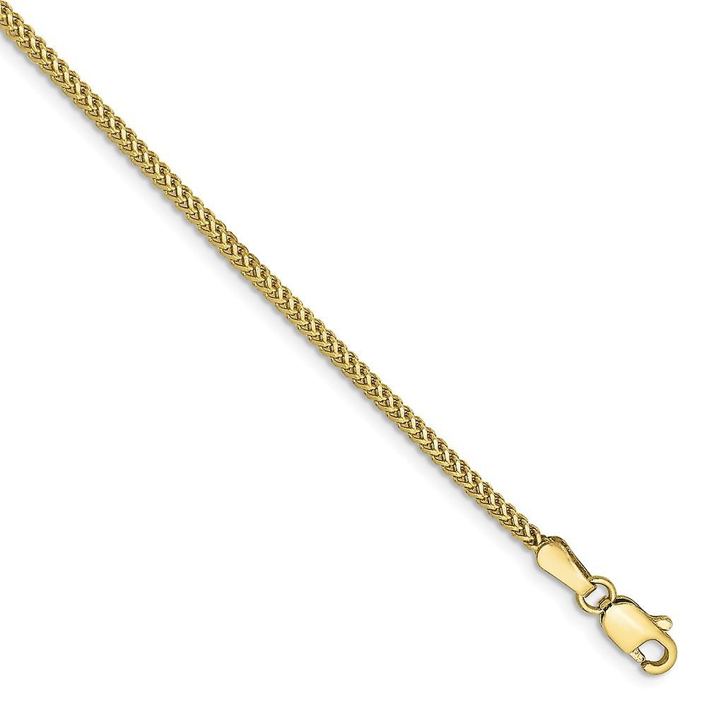 10k Solid Yellow Gold 1.3mm Franco Chain Bracelet Link-Bracelet for Women and Men - Length: 7 to 8