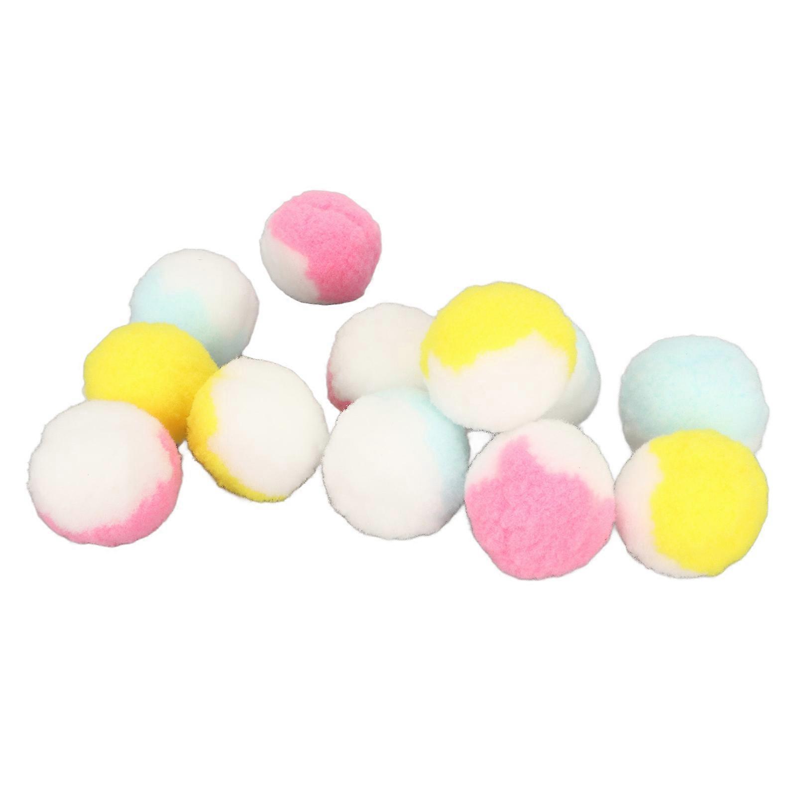 12PCS Cat Toy Ball Bite Resistant Quiet Play Interactive Cat Plush Balls for Kitten Training and Play 4.5cm/1 8in Clashing Colors 