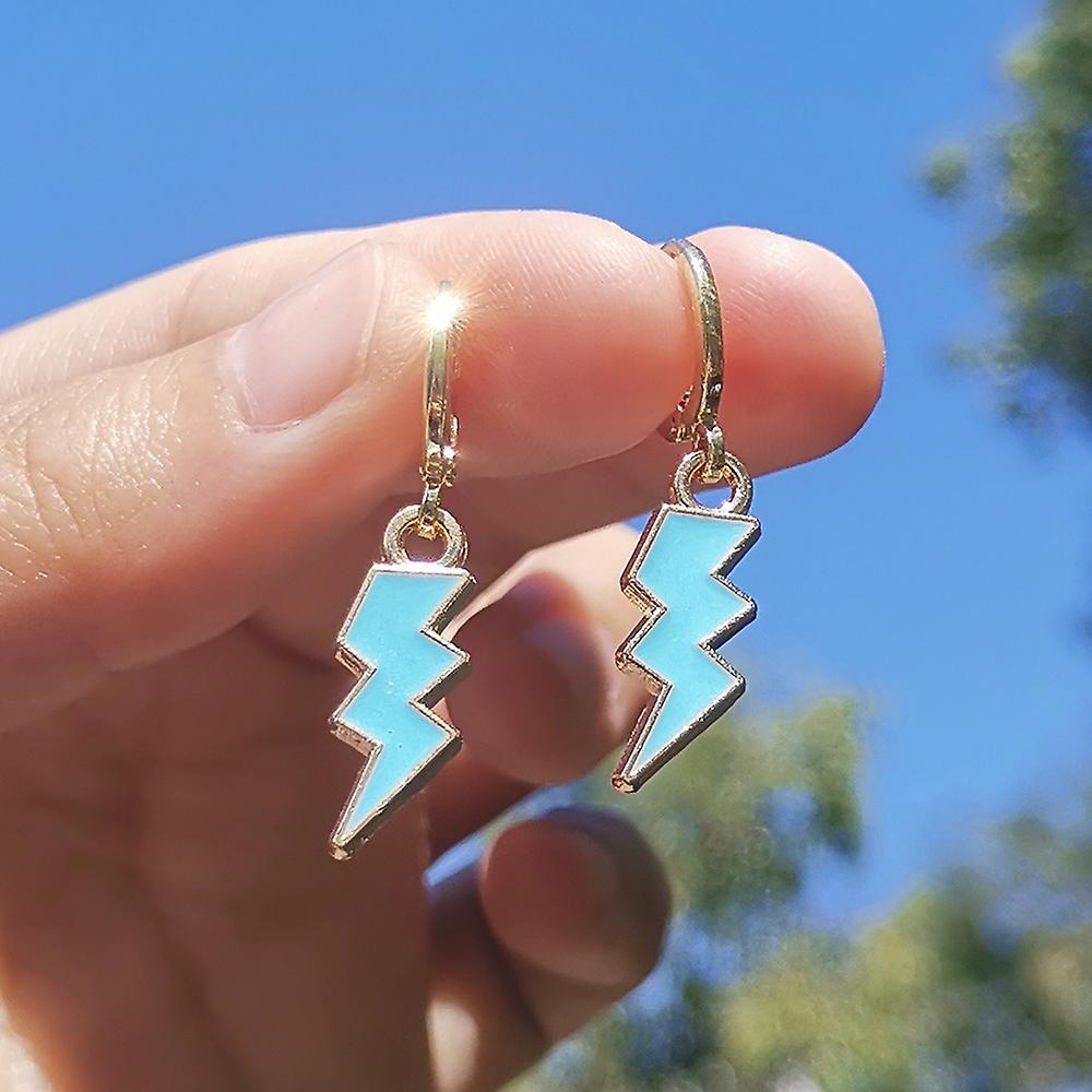 Women earring girl stud ear Drop Korean Cute colorful Lightning High Quality Enamel Hoop Geometric I