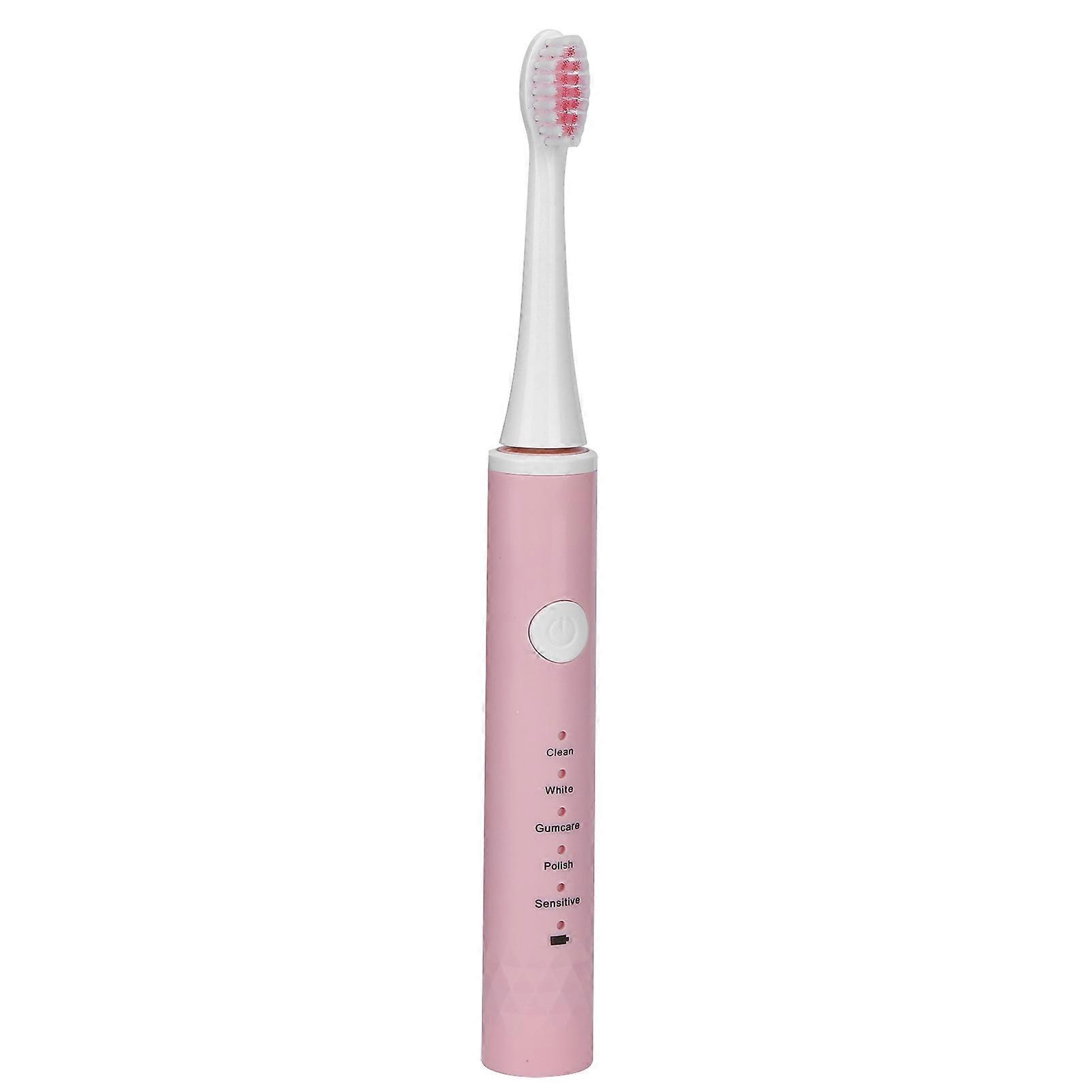 USB Charging Waterproof Electric Toothbrush Pink 5 Modes 130g