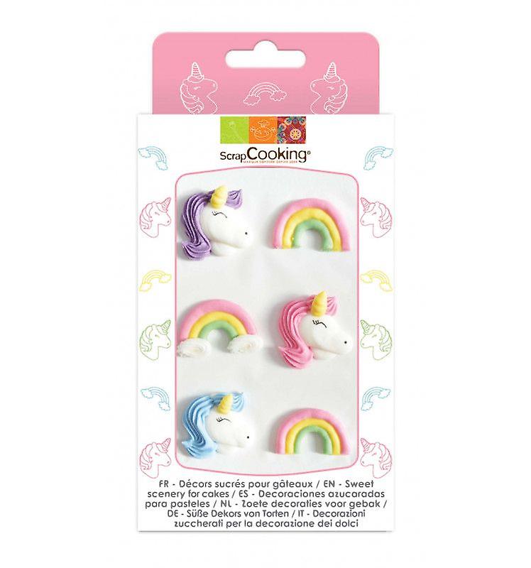 6 Unicorn sugar decorations