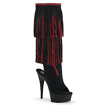 Pleaser Women's Boots Delight-2059tt Blk-red Suede/blk Matte