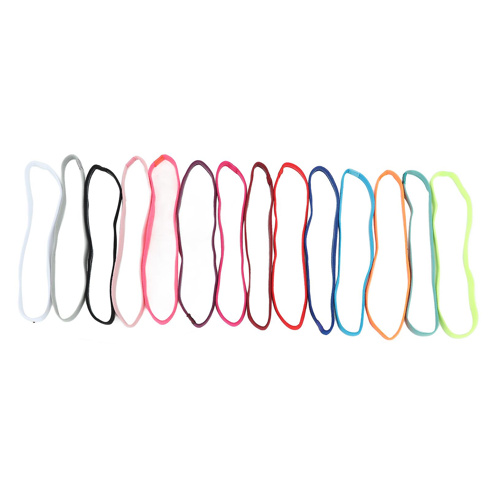 14PCS Workout Headband Polyester Cotton Non Slip Breathable Head Sweat Band for Sports Running