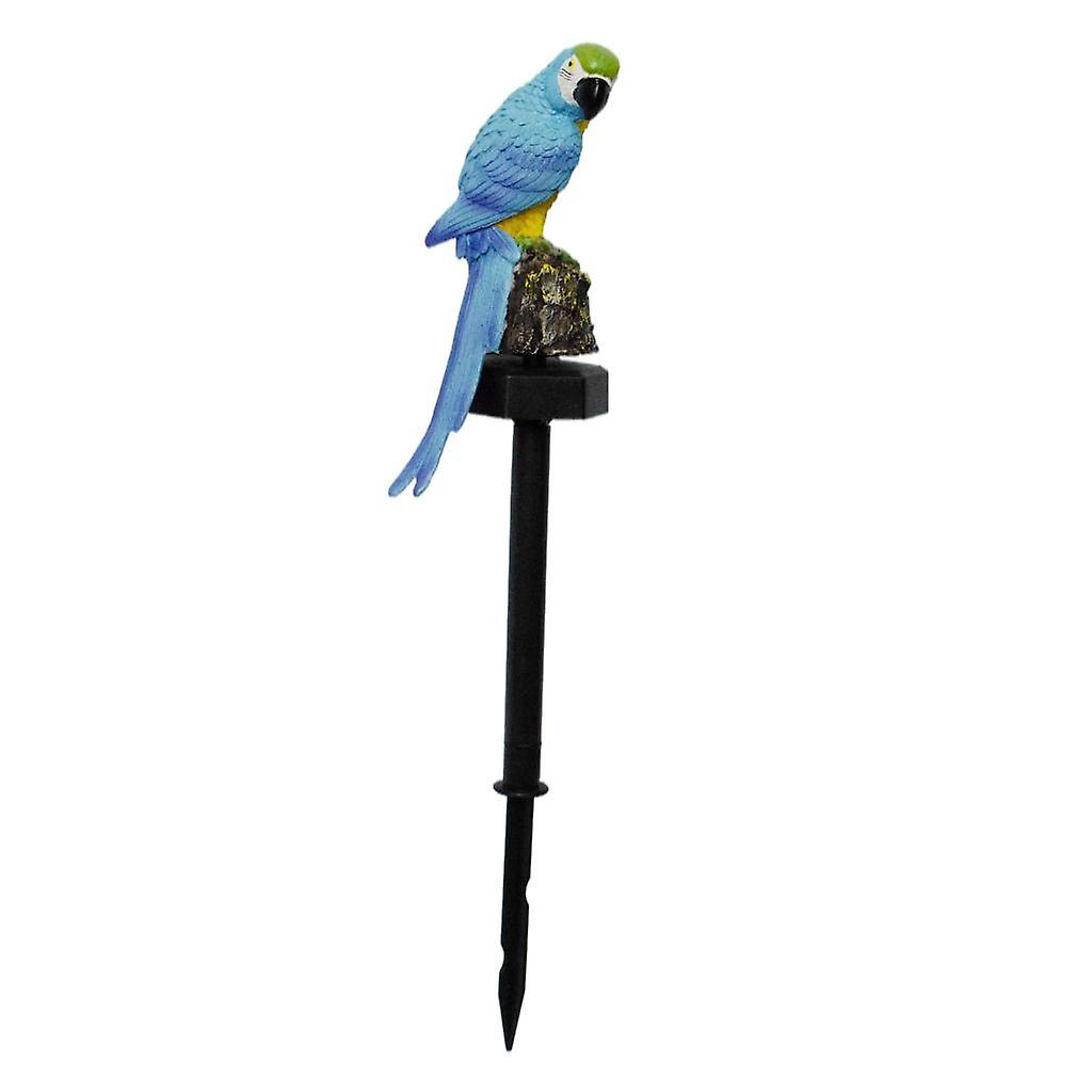 Resin Parrot Statue Solar Powered LED Lights Decoration for Backyard blue