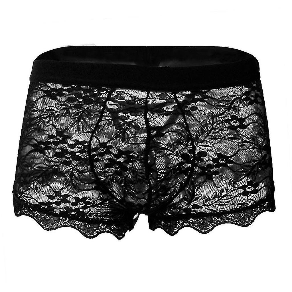 Heren Ondergoed Kant Transparant Mesh Lage Taille Boyshort-YUHAO