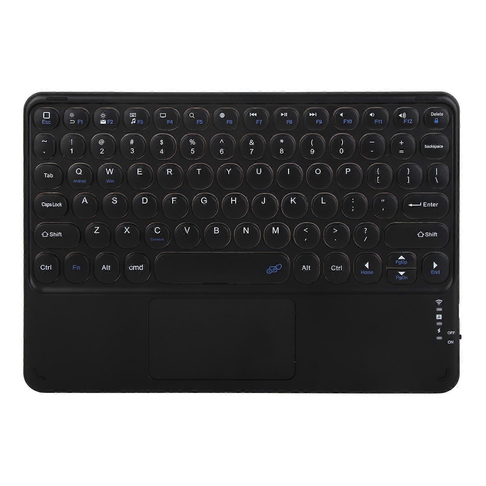 Wireless Keyboard 10in Round Keycap Touchpad Function Portable Widening Enlarging Waterproof Dustproof Laptop Keyboard Black