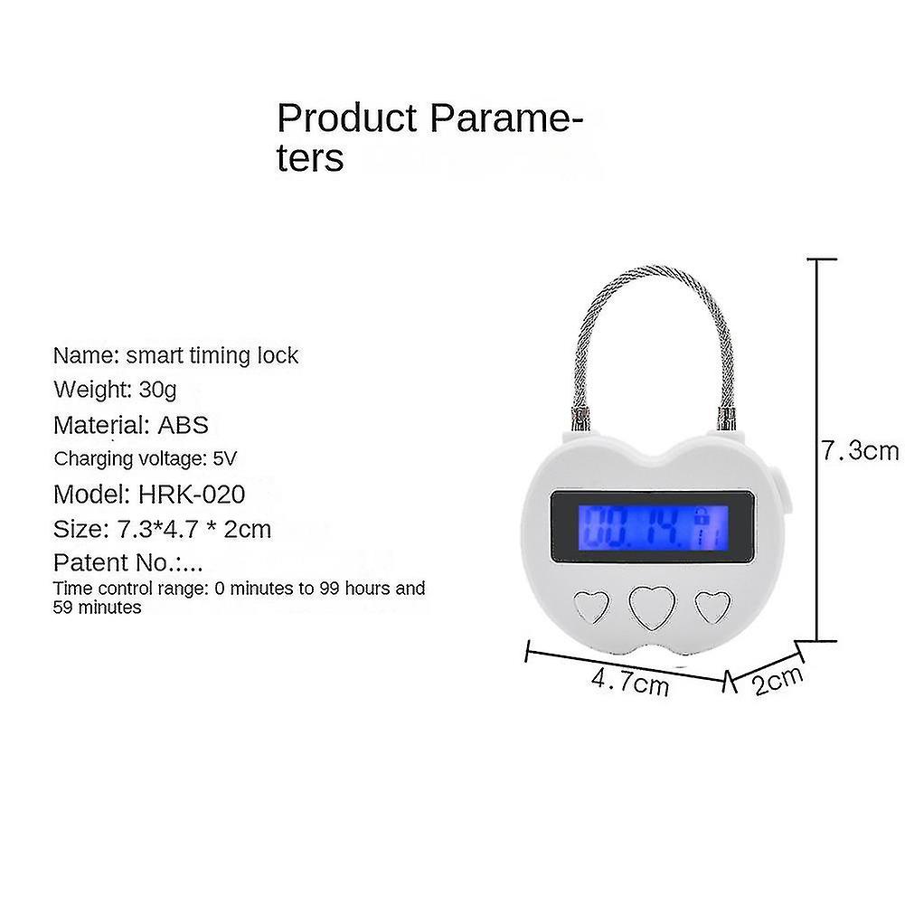 Smart Time Lock LCD Display Time Lock Multifunksjons elektronisk timer, vanntett usb oppladbar te