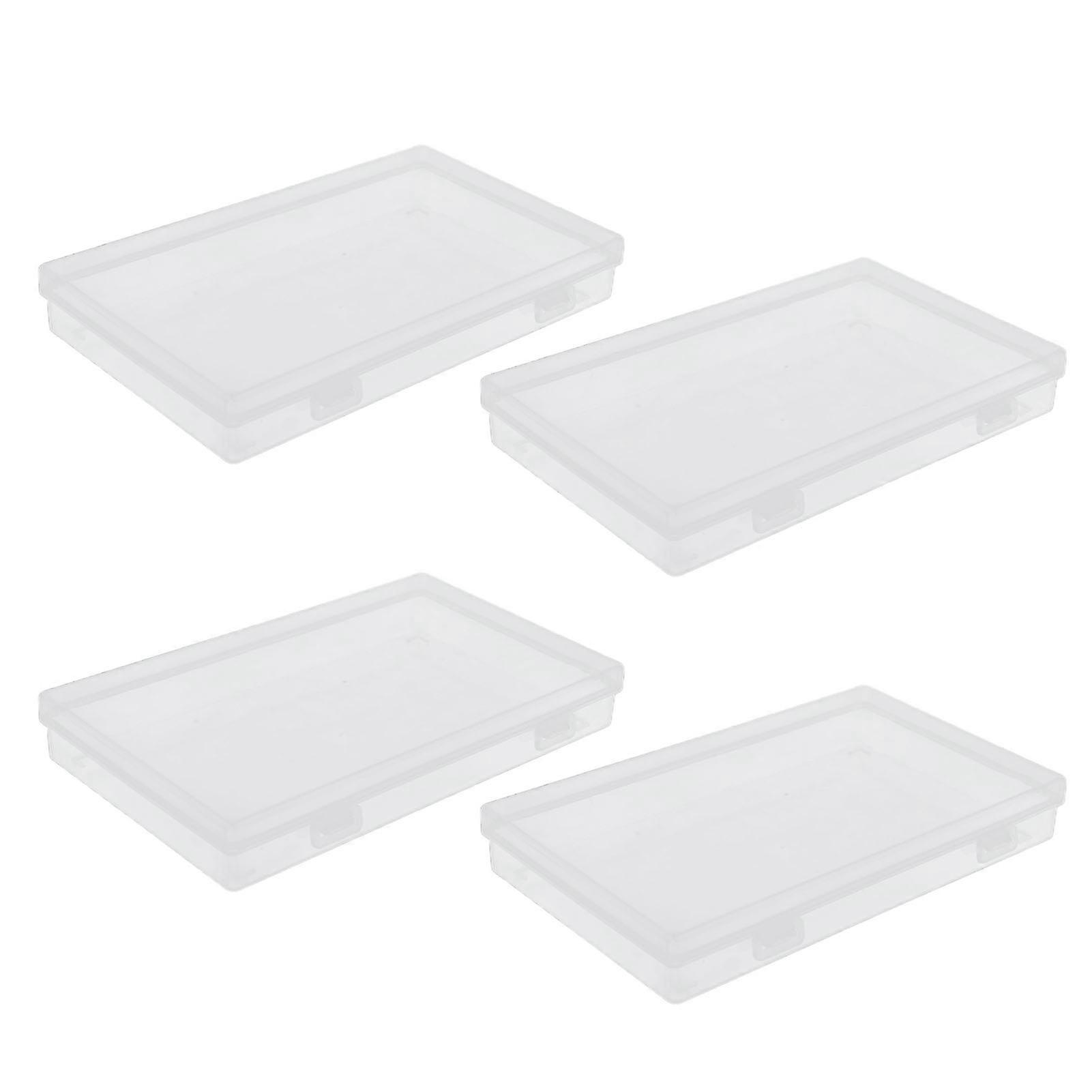 4Pcs Transparent Plastic Box with Hinged Cover Multipurpose Storage Container for Small Things
