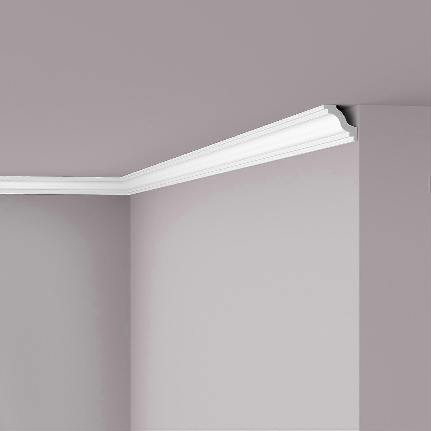NMC 1 x Cornice moulding WT6 WALLSTYL 200 cm x 4 cm x 4 cm white Extruded polystyrene (HDPS) pre-primed lightweight, dimensionally stable, shockproof
