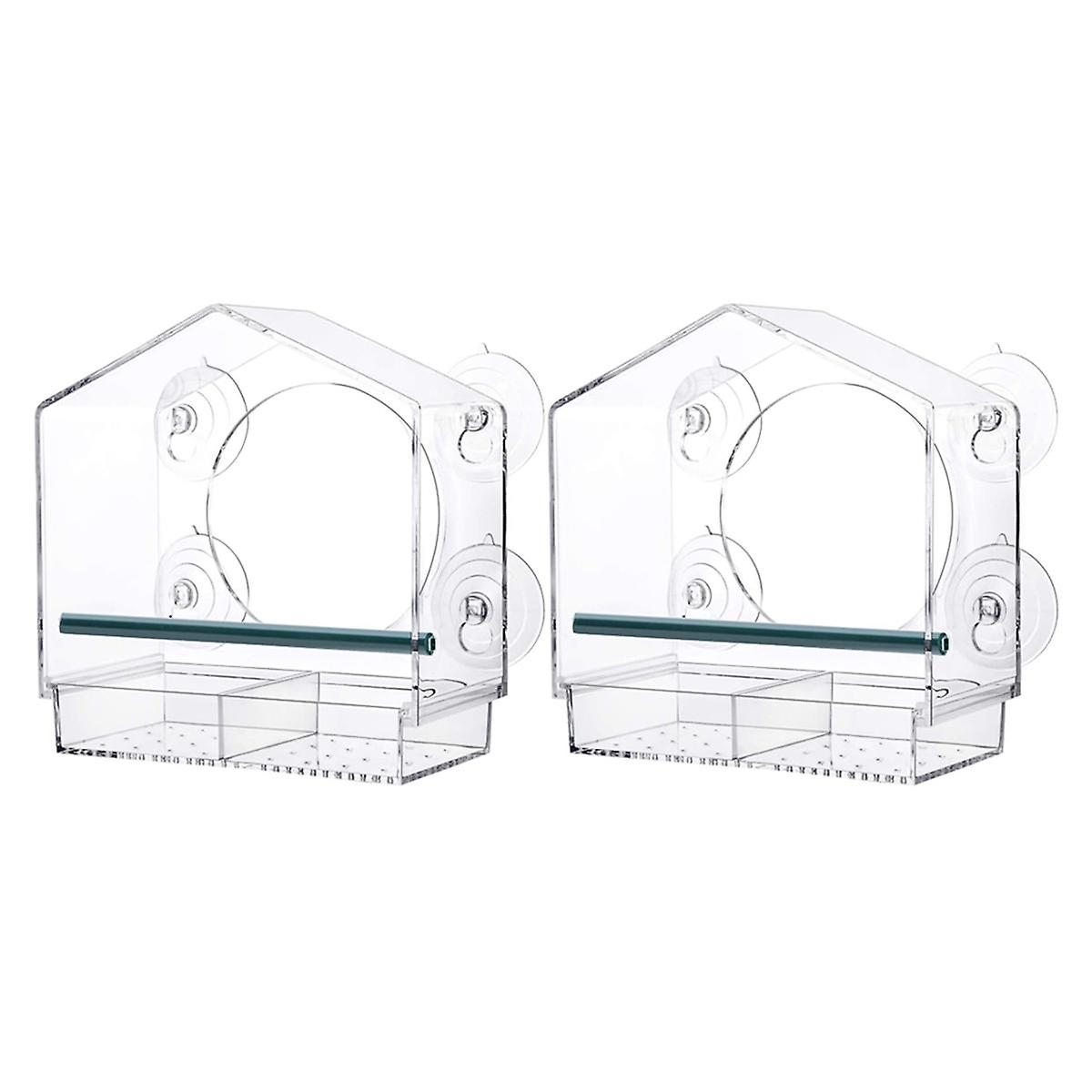 Bird Feeder, Acrylic Clear Window Bird Feeder, Tray Bird Garden Pet Feeder