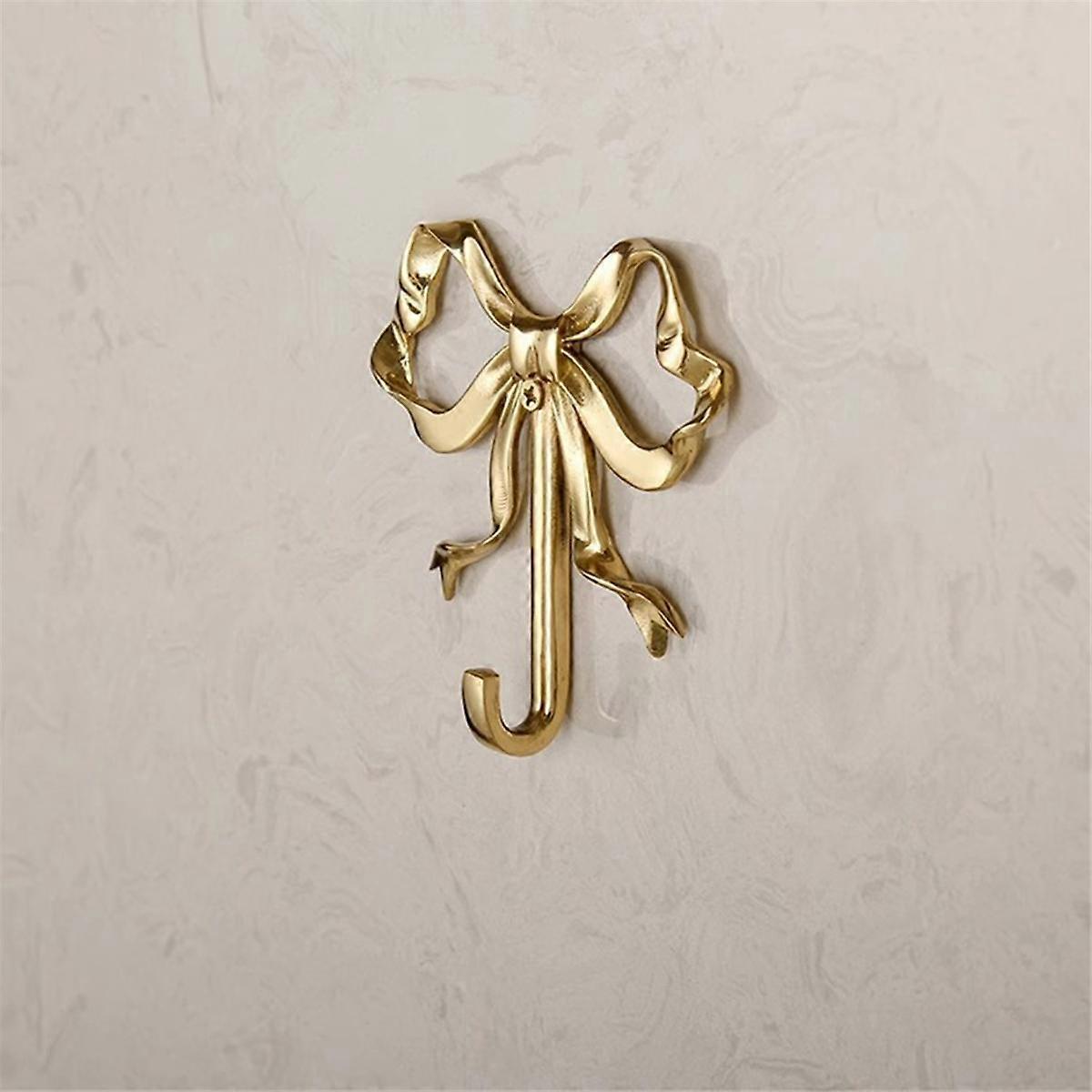 2PCS Decorative Bow Hanger Towel Hook Bow Shaped Hat Hooks Brass Bow Shaped Hat Hooks Hanging Towel Hook,Small