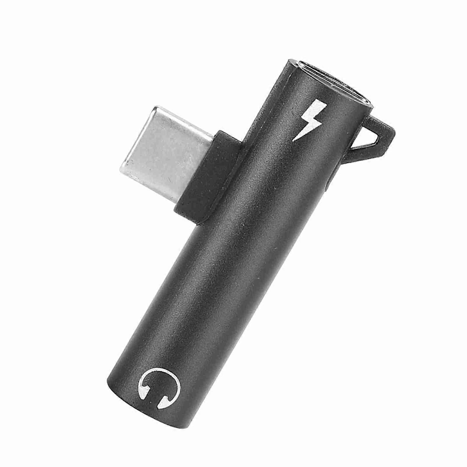 2Pcs 2 in 1 TypeC to 3.5mm Assist Audio Cable Charger Headset Distributor Adapter(noire )