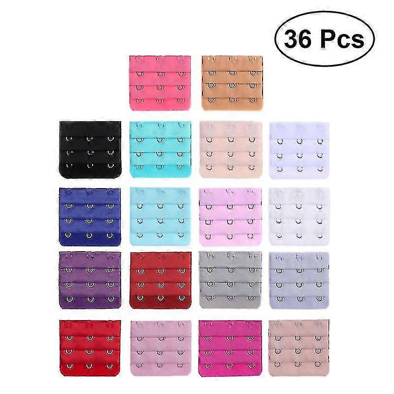 36 Pieces Womens Bra Extenders Brassiere Extension Hooks 2 Hooks And 3 Hooks (18 Colors)