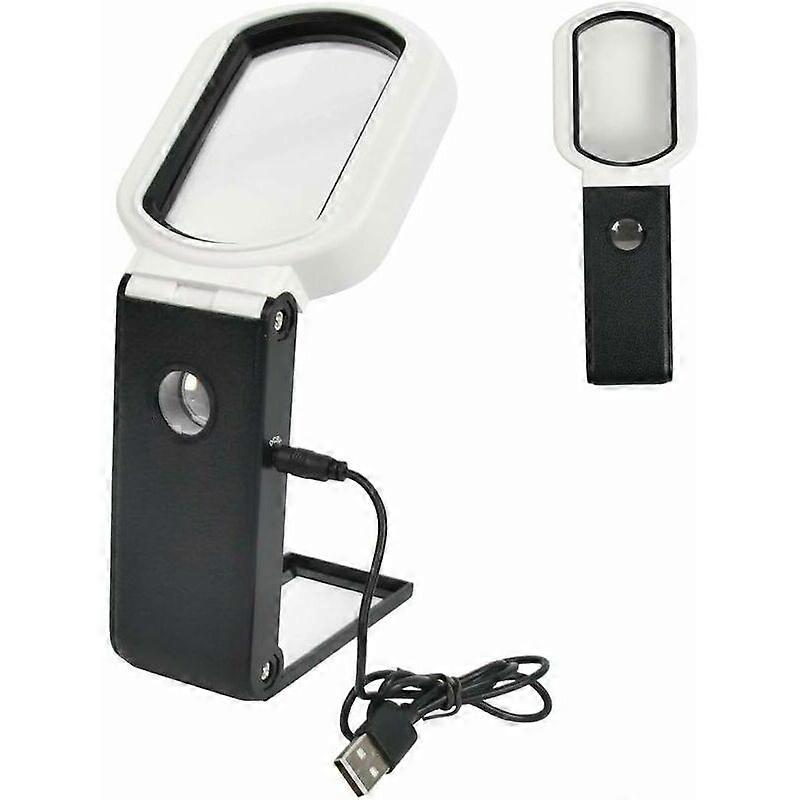 LED Stand Magnifier 10X 25X Desktop Magnifier, Illuminated Reading Magnifier LED Mode Magnifier, Black 2*8.3*2.7cm