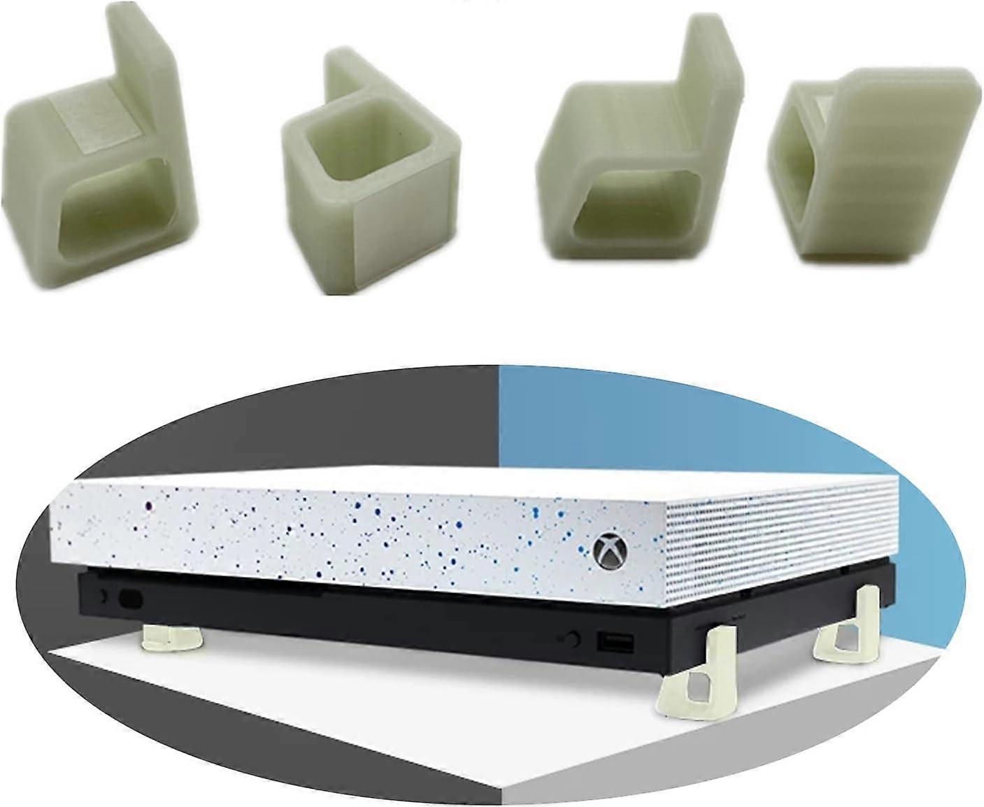 4pcs Horizontal Version Anti-Skid Heightening Bracket for Xbox One/One S/One X/PS4 Console Horizontal Game Machine Cooling Legs Stand Holder(Luminous 