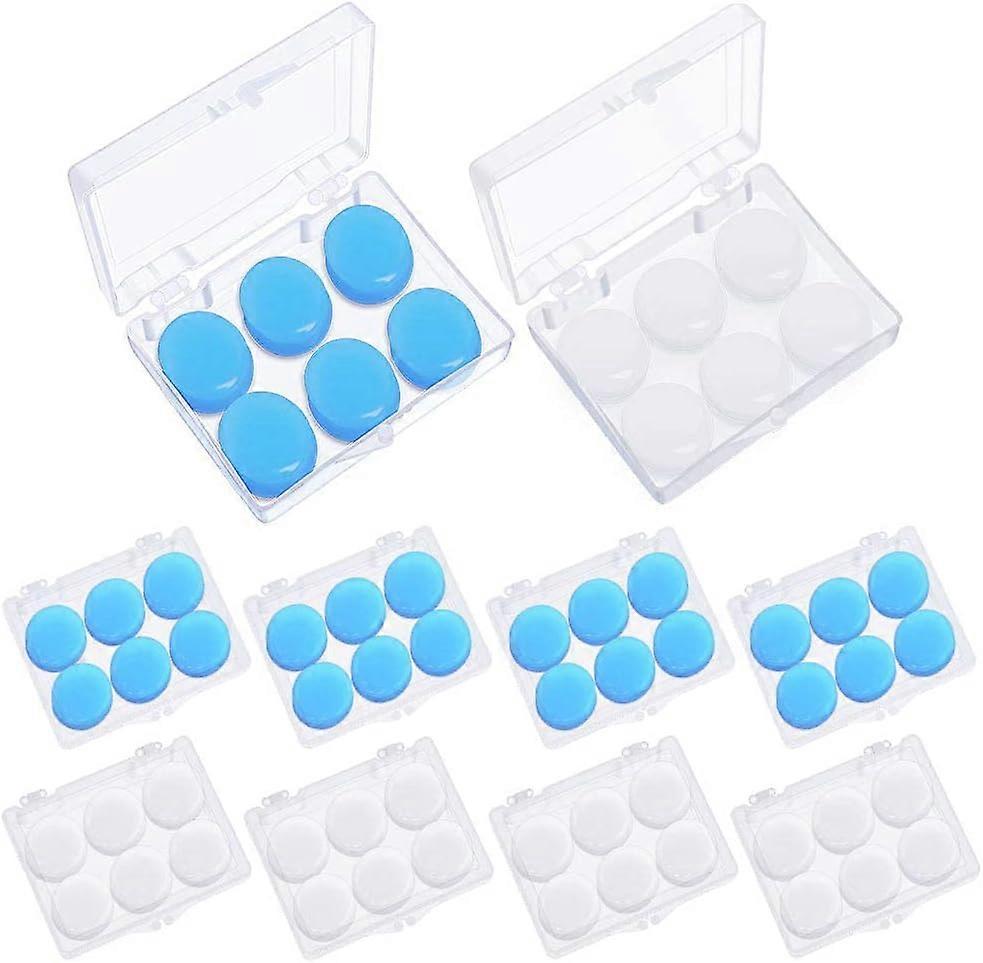 24 Pairs Soft Silicone Sleeping Earplugs Earplugs Anti Noise Sleeping Ear Plugs Waterproof Swimming,Transparent and Blue