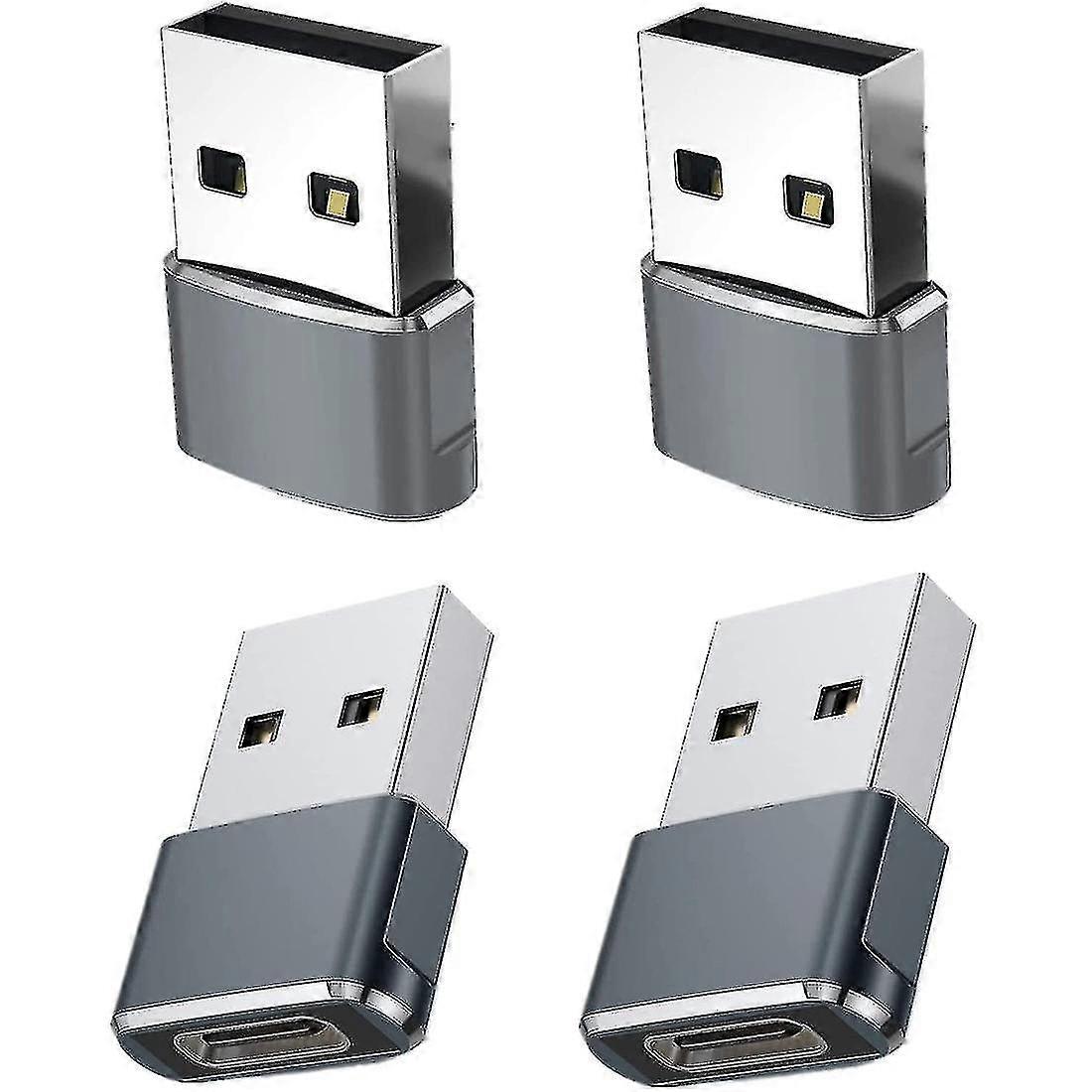 4 pack usb c hunn til usb mannlig adapter, grå