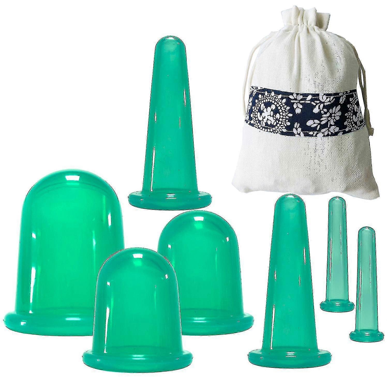 7 قطع / مجموعة جرة سيليكون فراغ الحجامة علب للتدليك مكافحة السيلوليت شفط أكواب الوجه الجسم تخفيف الألم تدليك