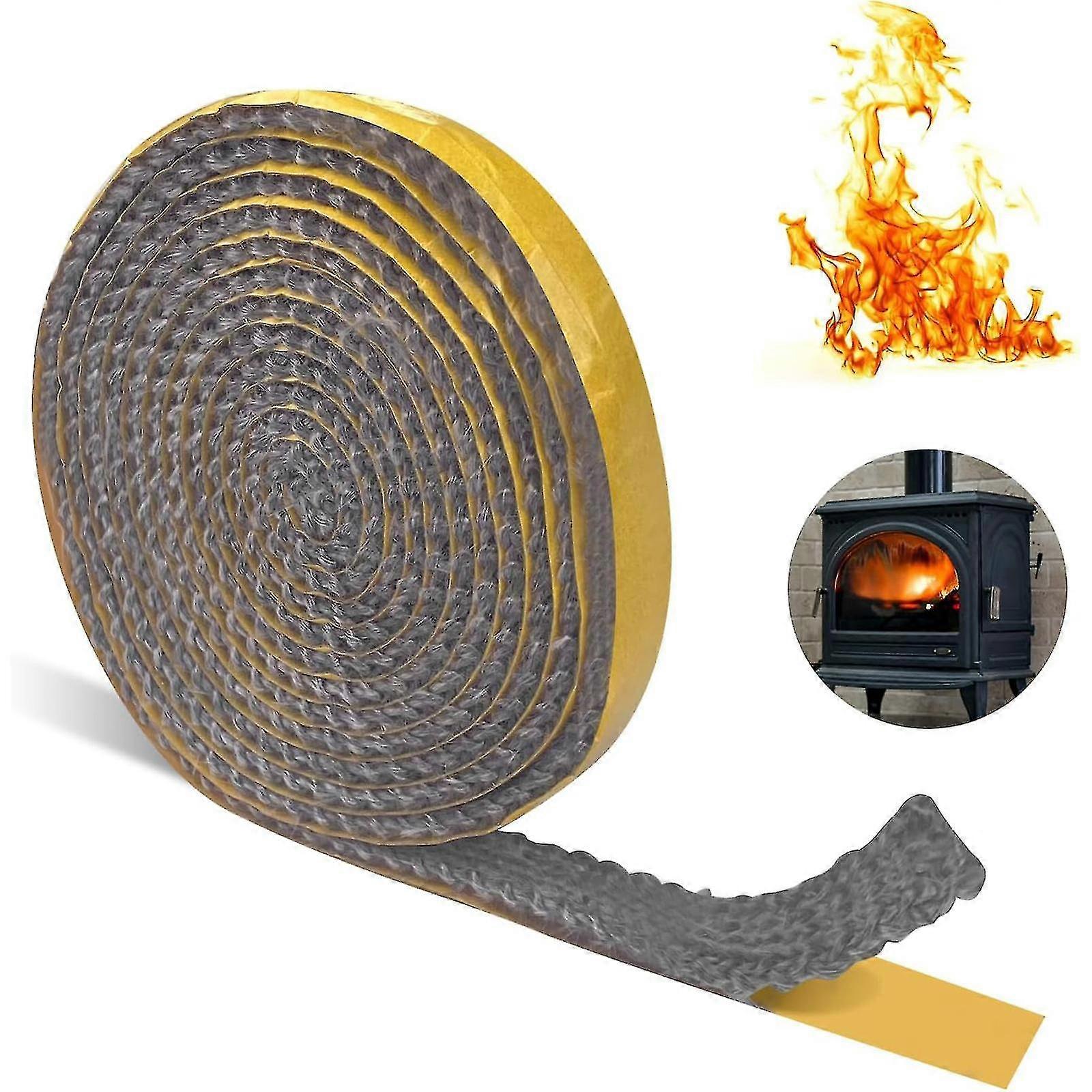 Vedspispackning, Självhäftande eldstadspackning, Värmebeständig fiber för spisar, Ugnsrör, Ugnslucka, Eldstäder, Eldstäder (3 mm X 10 mm X 2m)