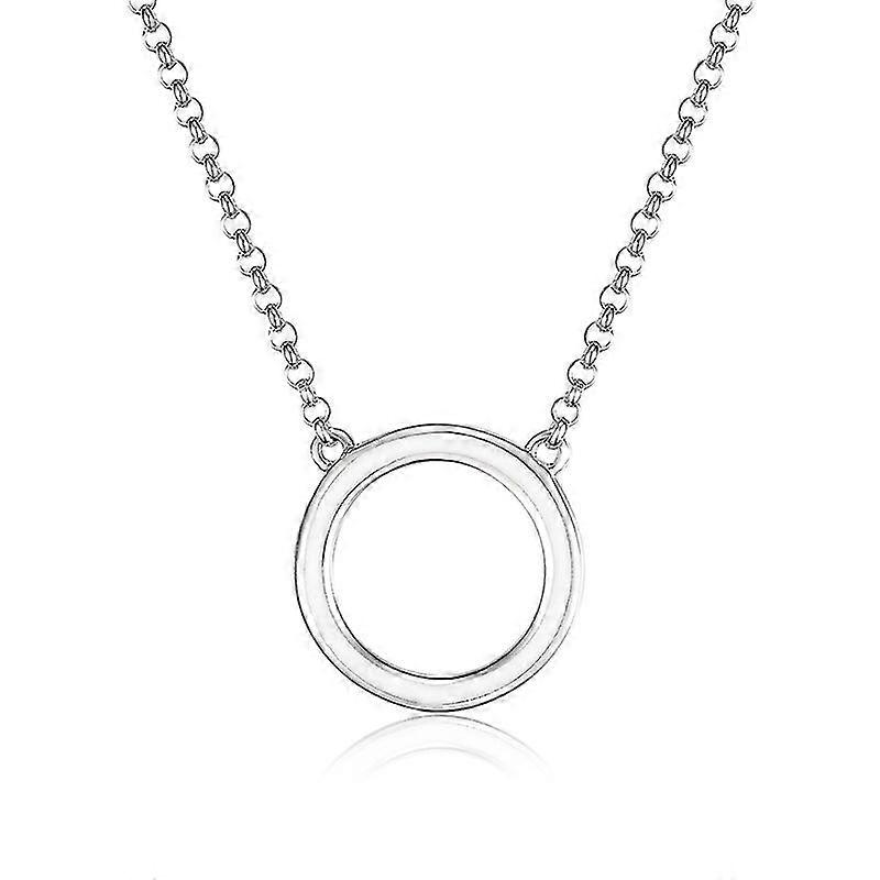 Open Circle Necklace In Sterling Silver, 18" + 2"