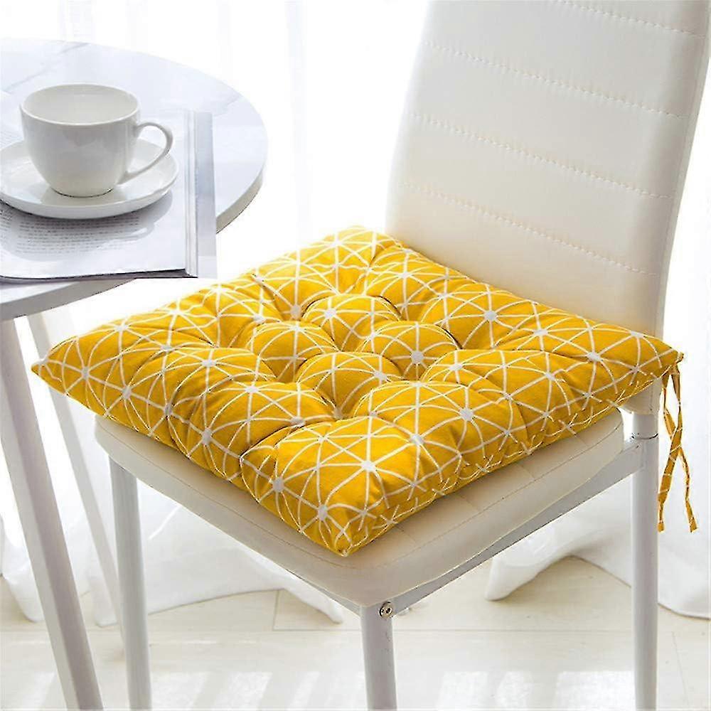 黄色の市松模様のガーデンシートクッション2個セットの場合、40x40 cm