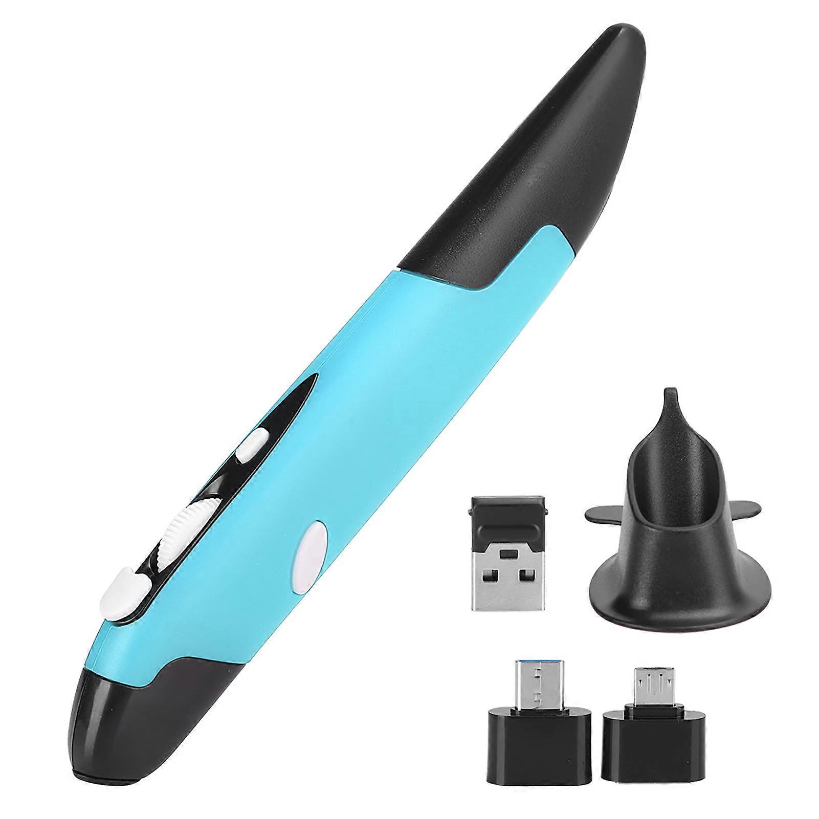 USB Computer Stylus PC Parts Wireless 2.4G Mouse Pen Type Personalized Innovative Vertical(Blue PR-03)