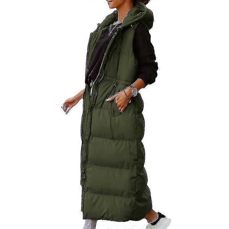 Ladies Warm Hooded Outerwear Travel Quilted Sleeveless Down Vest Fashionable Zip