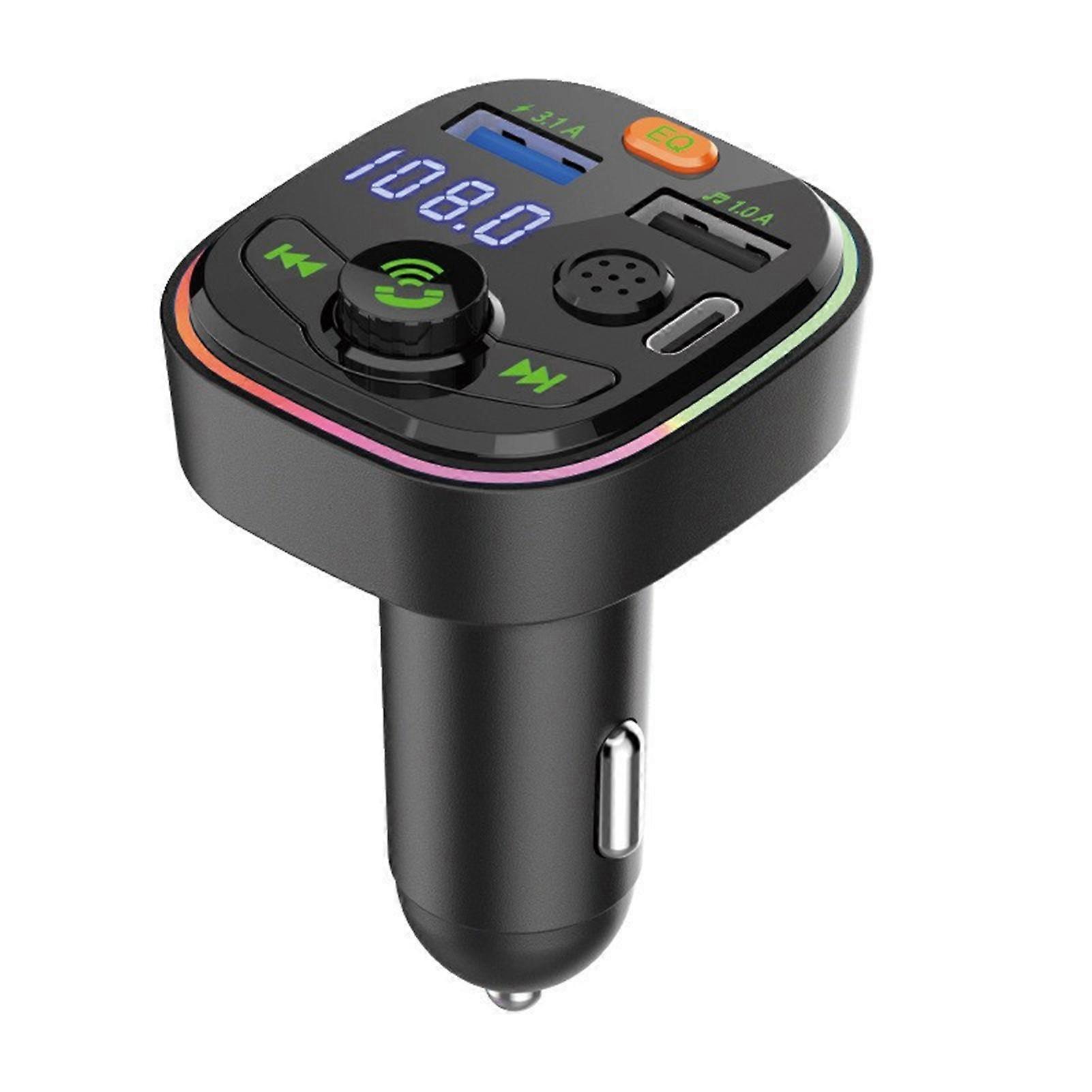 Car Charger Dual USB PD Fast Charging Support RGB U-disk Playback LCD Display Car Player Wireless Car Bluetooth-compatible Handsfree FM Transmitting M