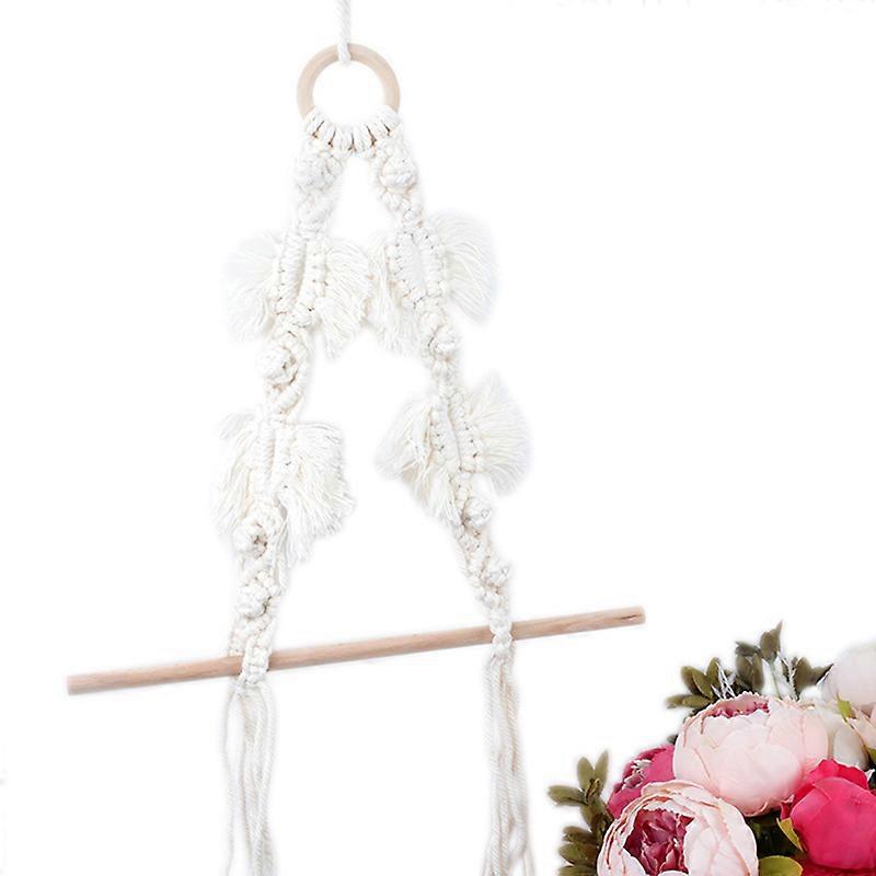 Vävd pappershanddukshållare Väggmonterad bomullssladd Sanitetshanddukshållare (löv)