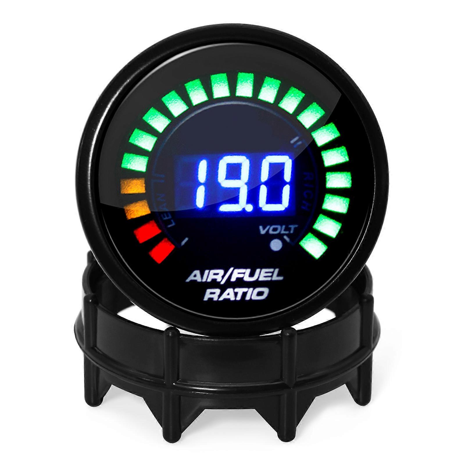AD 52mm Air Fuel Ratio Gauge Voltmeter AFR Meter 2 In 1 Gauge with Narrowband O2 Oxygen Sensor Car Gauge Fit For 12V Racing Car