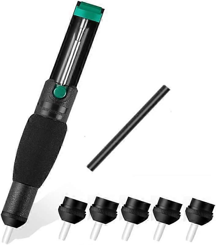 Powerful plastic double ring desoldering suction pump with 5 additional nozzles