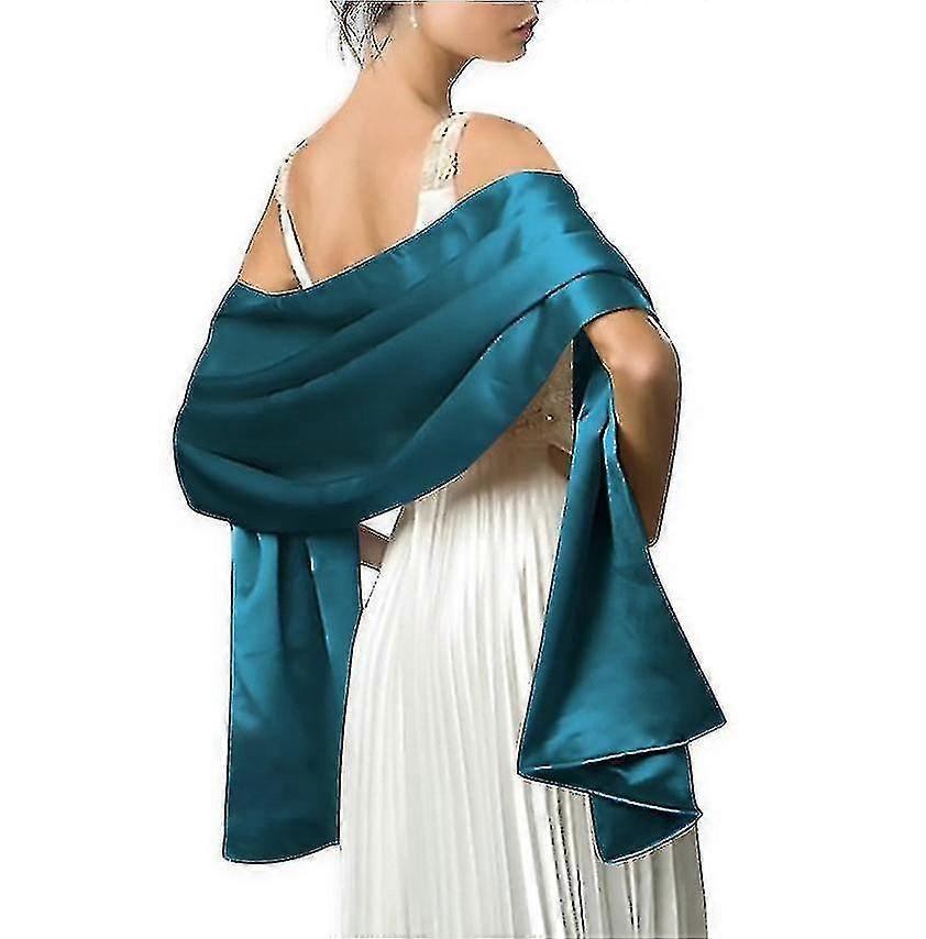 Shawl Rochie de seara Wrap nunta Satin Solid Shawl Shrug (verde închis)