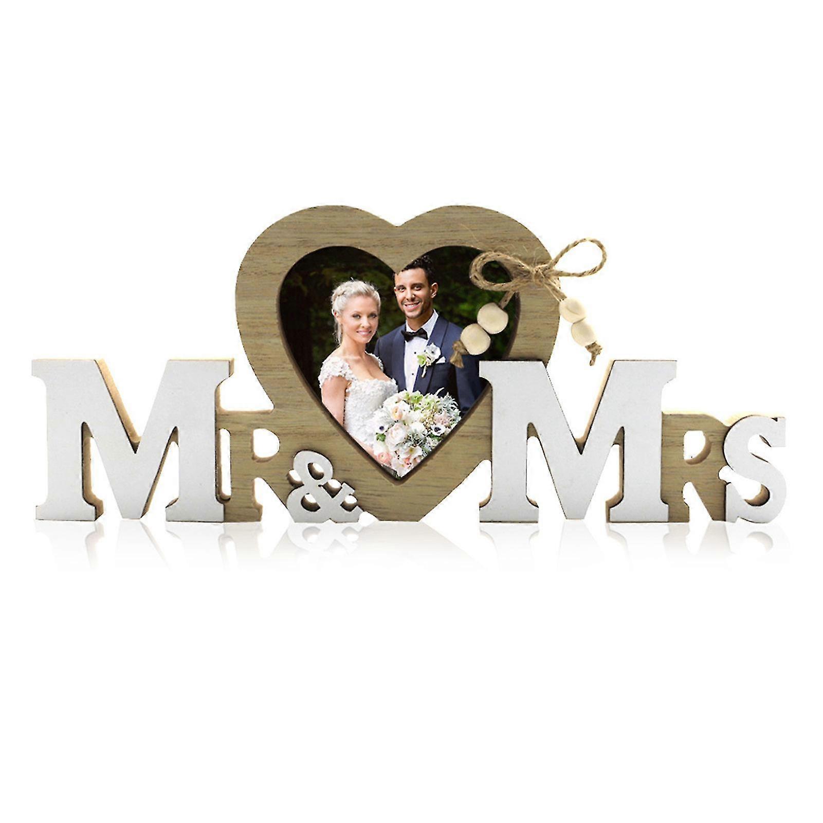 Mr Mrs Heart Shape Frame Exquisite Design Lovely Pattern For Photo Picture Display Use