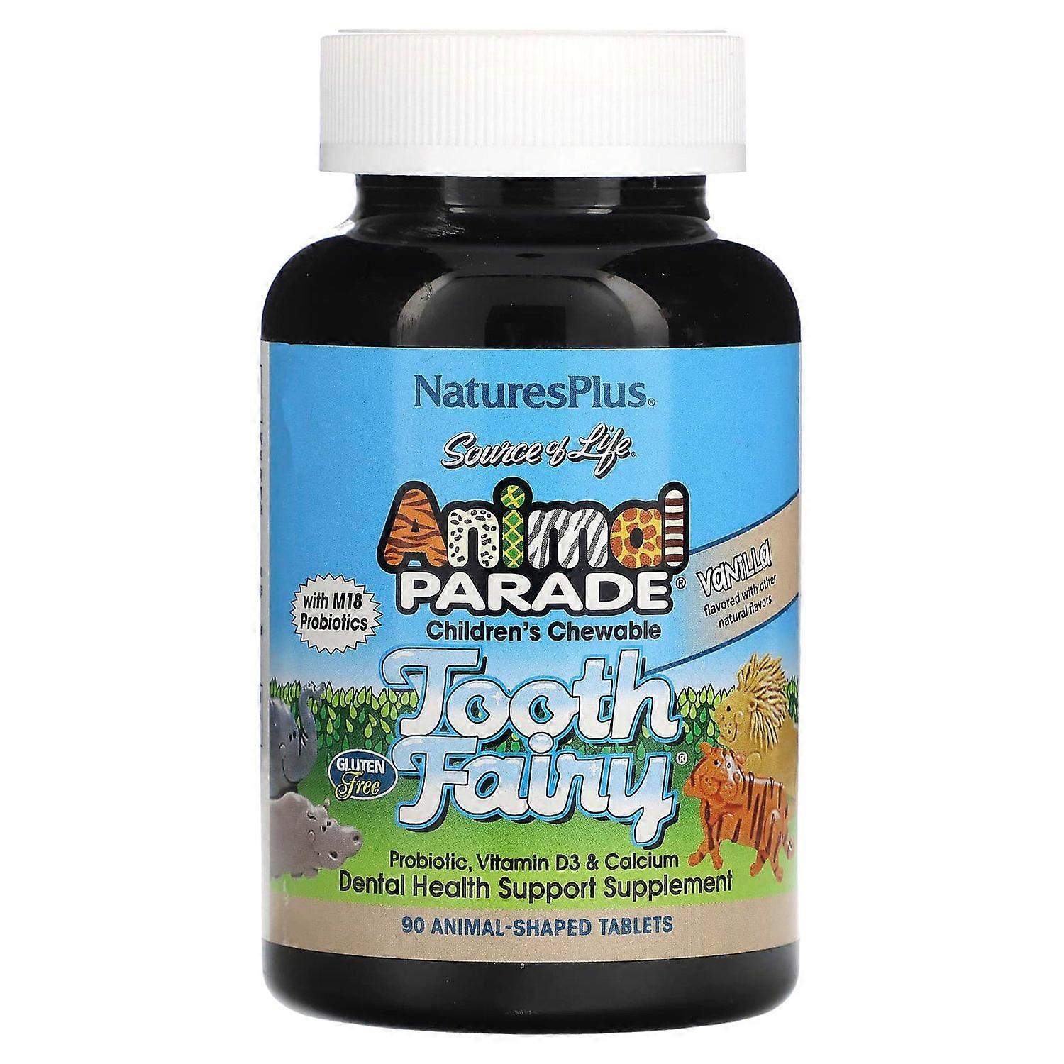NaturesPlus, Source of Life, Animal Parade, Children's Chewable Tooth Fairy Probiotic, Vitamin D3 &